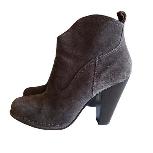 FRYE Madeline Short Boot Womens 7.5 Gray Stacked Block Heel Suede Upper Rustic - Picture 7 of 12